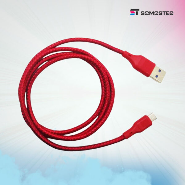 CABLE ROJO Usb Somostec Micro Trenzado Carga Rápida 3.1 A 1m - Imagen 2