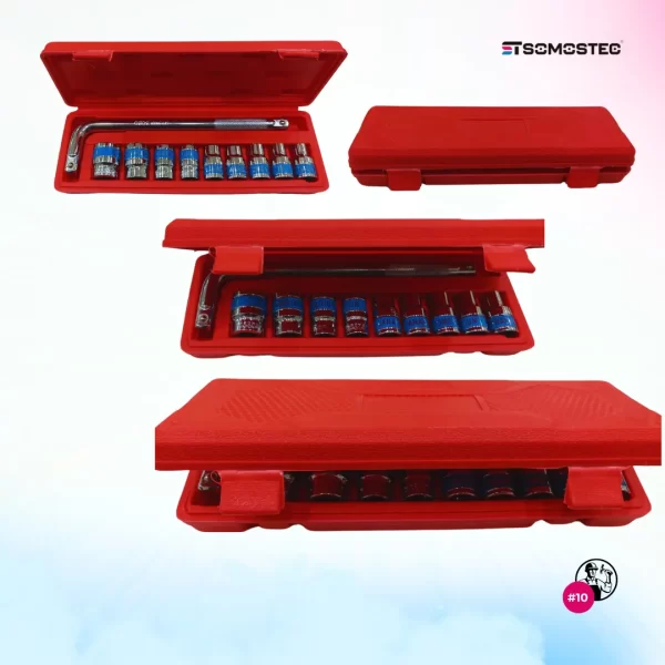 Kit de Llaves Tubo 1/2'' Cromo Vanadio: 10 Piezas en Estuche Profesional - Imagen 4