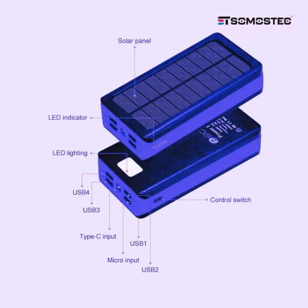 PowerBank Multifuncional con Carga Solar e Inalámbrica - Imagen 4