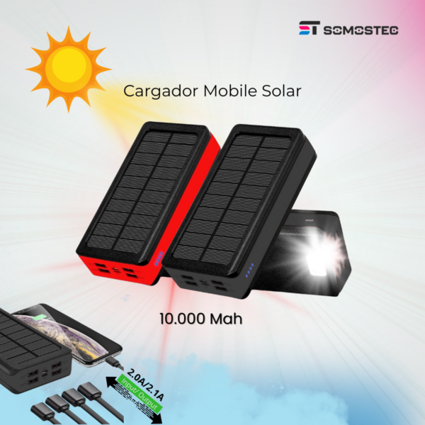 PowerBank Multifuncional con Carga Solar e Inalámbrica