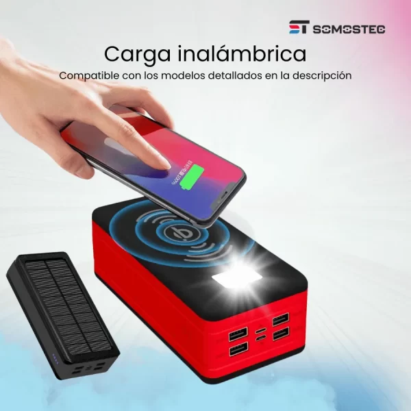 PowerBank Multifuncional con Carga Solar e Inalámbrica - Imagen 3