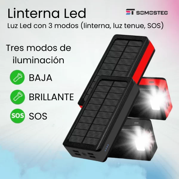PowerBank Multifuncional con Carga Solar e Inalámbrica - Imagen 2