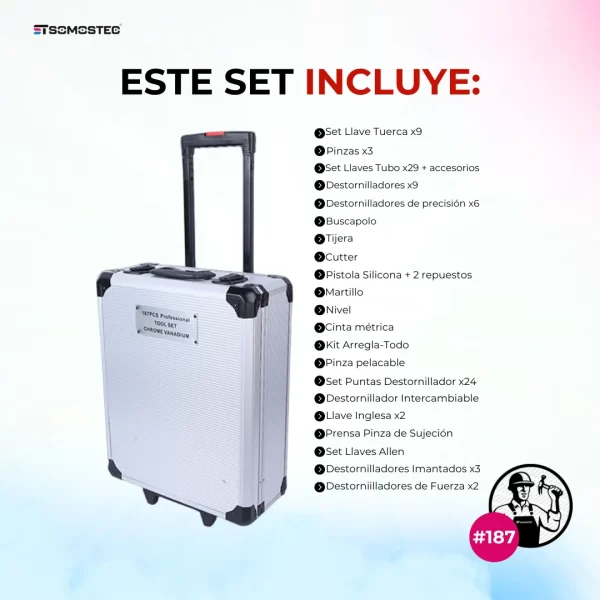 Valija con ruedas y manija extensible para transportar herramientas de forma cómoda