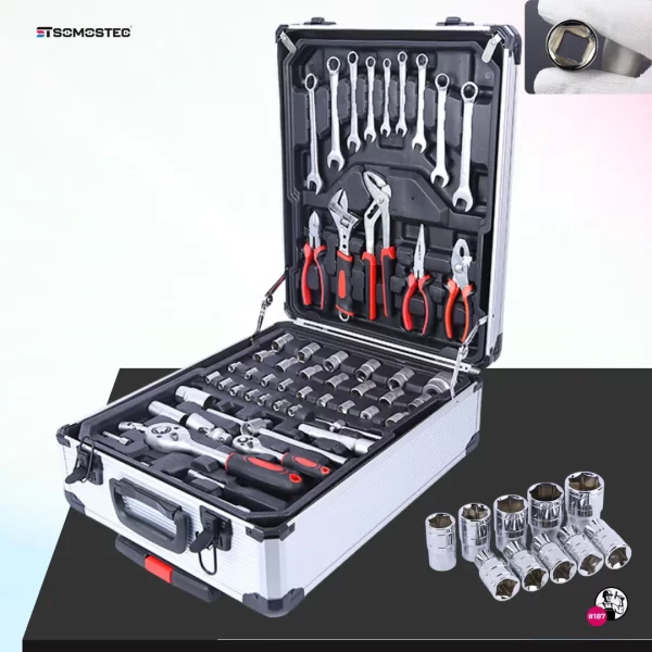 Set de herramientas en valija con ruedas y manija extensible para reparaciones y mantenimiento