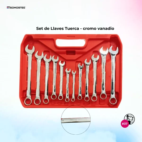 Set de Llaves Tubo y Tuerca con Criquet Cromo - 37 Piezas - Imagen 2
