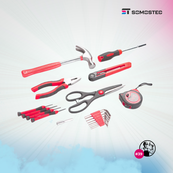 Kit de herramientas para reparaciones básicas en el hogar de 39 piezas.