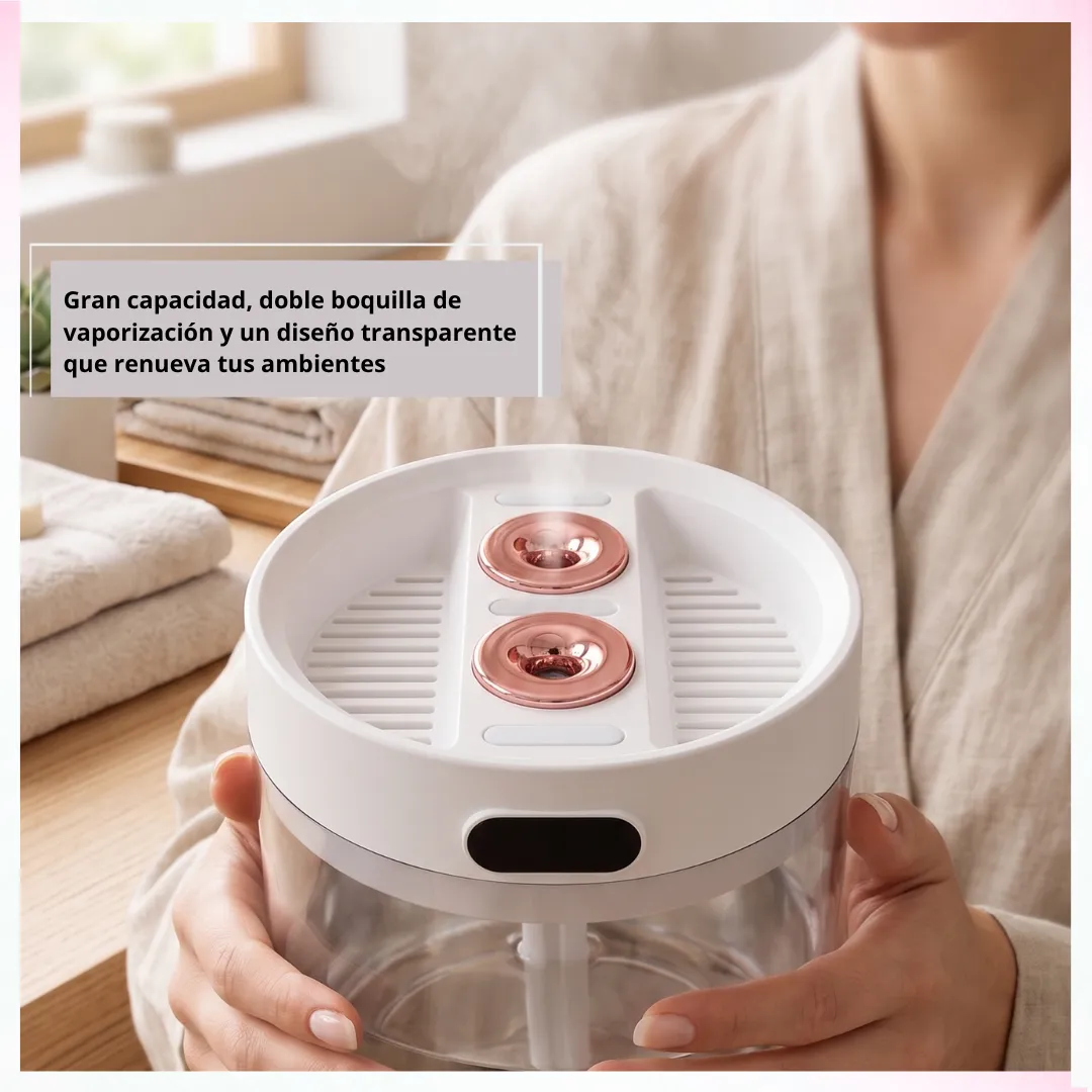 💧 Humidificador Ultrasónico Gran Capacidad 1 Litro – Doble Salida de Vapor, Tanque Transparente y Sistema de Filtro 🌫️ - Imagen 2
