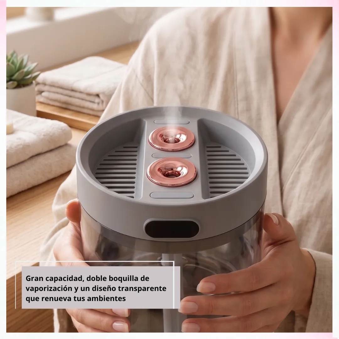 💧 Humidificador Ultrasónico Gran Capacidad 1 Litro – Doble Salida de Vapor, Tanque Transparente y Sistema de Filtro 🌫️ - Imagen 4