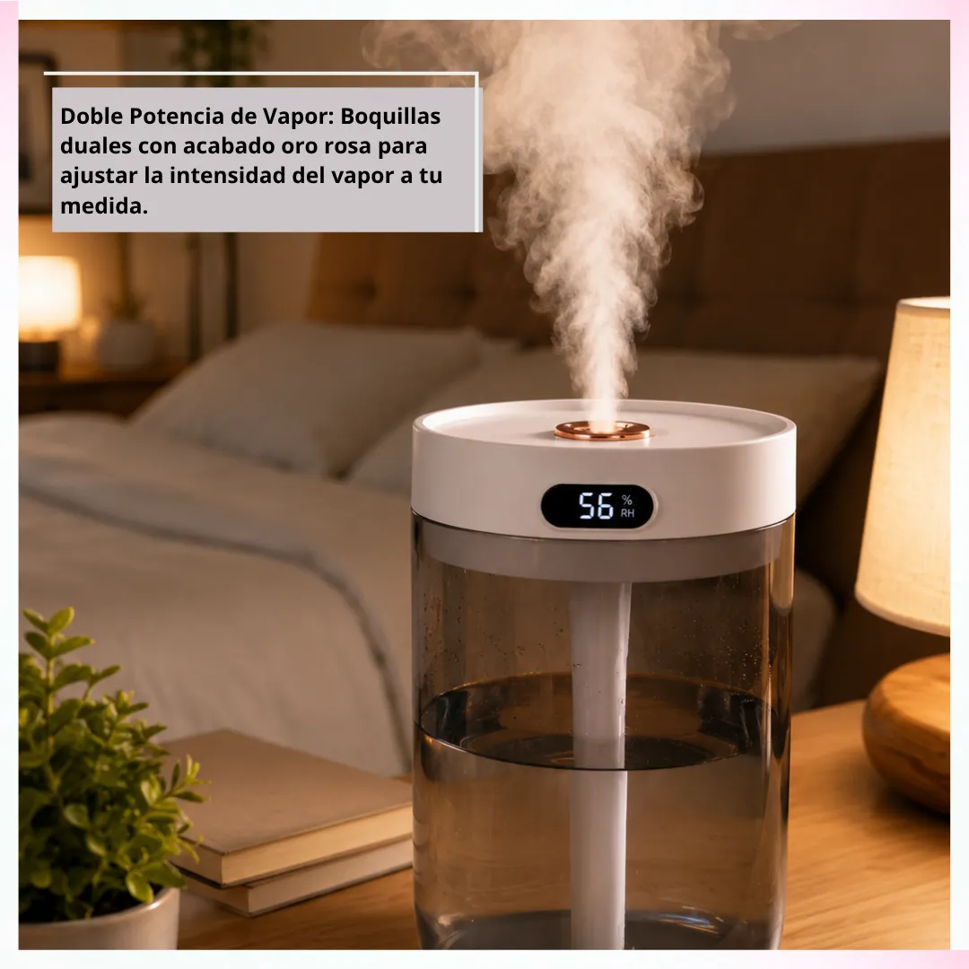💧 Humidificador Ultrasónico Gran Capacidad 1 Litro – Doble Salida de Vapor, Tanque Transparente y Sistema de Filtro 🌫️ - Imagen 6