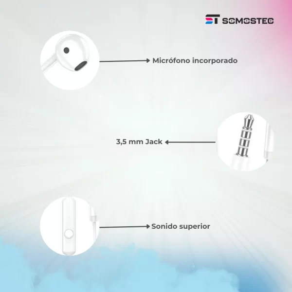 Auriculares con Micrófono KSC-1301 Blanco - Imagen 3