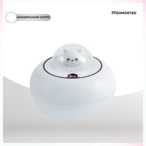 🐱 Humidificador Ultrasónico Nave Espacial Gatito – Sistema Directo Sin Filtro con Luz Nocturna LED RGB, Cable USB y Manual 🛸