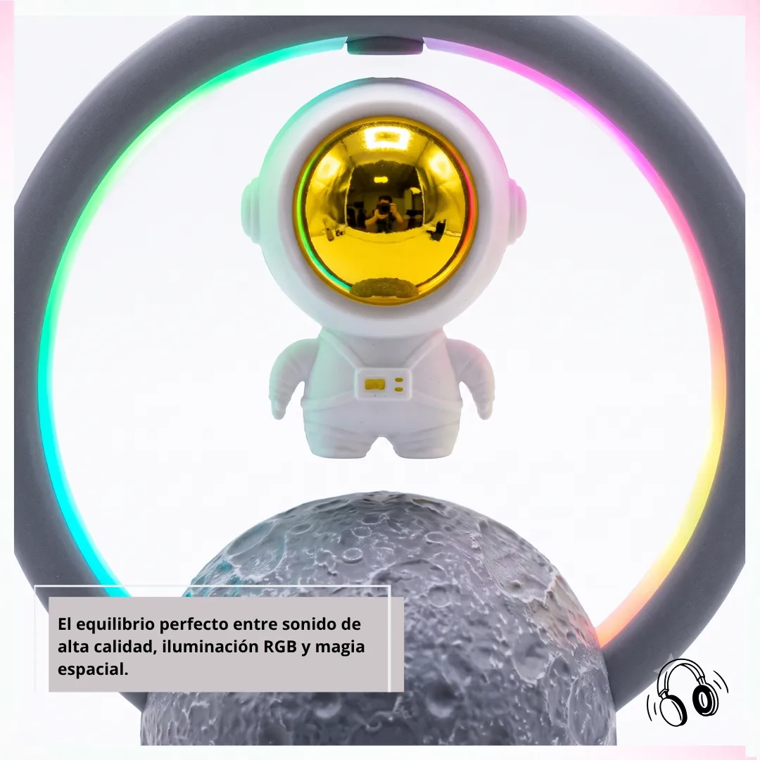👨🚀 Parlante Bluetooth Levitador Astronauta con Luz RGB – Conexión Inalámbrica y Base Lunar Decorativa 👨🚀 - Imagen 2