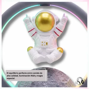 👨🚀 Parlante Bluetooth Levitador Astronauta con Luz RGB – Conexión Inalámbrica y Base Lunar Decorativa 👨🚀 - Dorado
