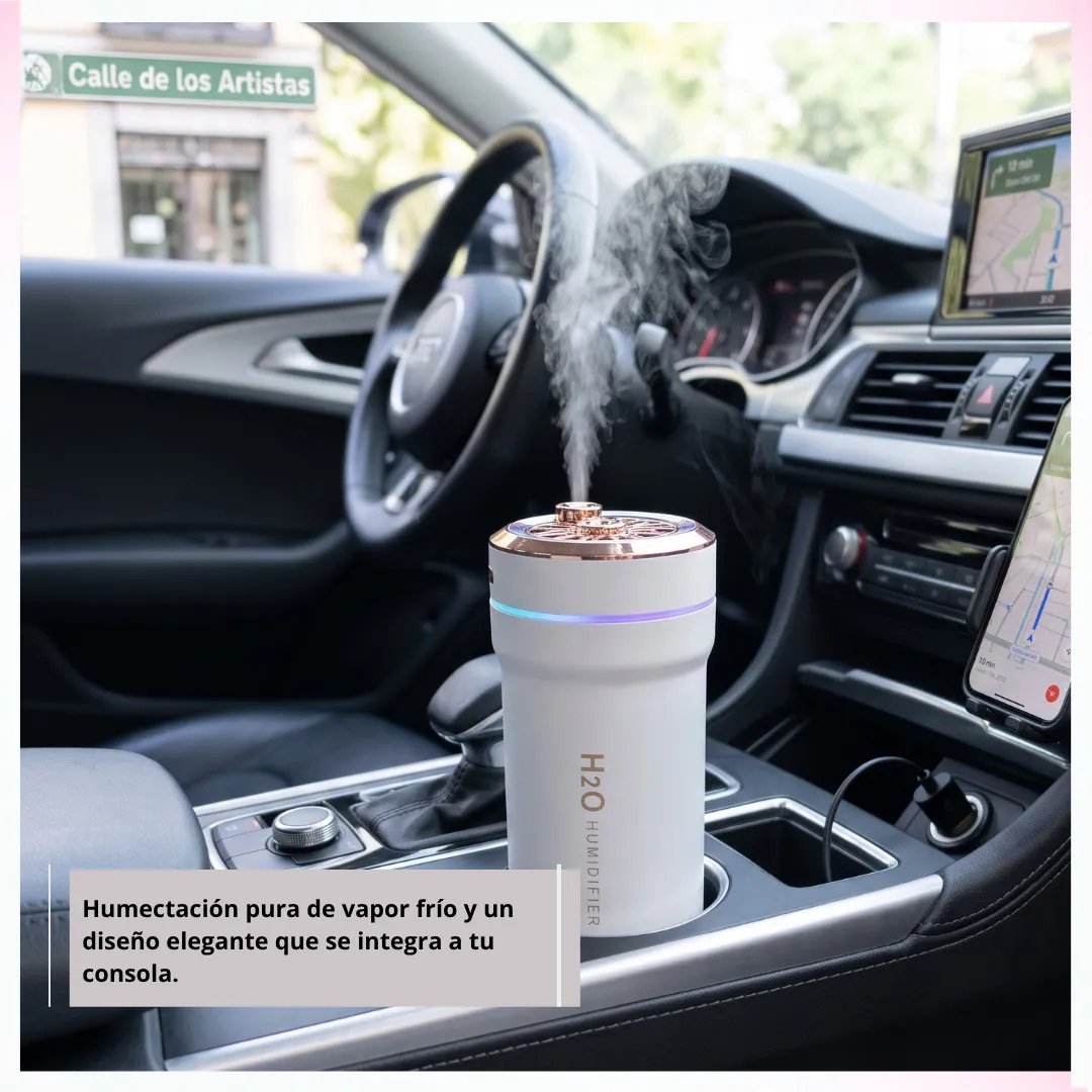 🚗 Humidificador Ultrasónico para Auto H2O – Diseño para Posavasos con Luz RGB y Filtro de Purificación 💧 - Imagen 3