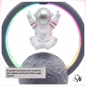 👨🚀 Parlante Bluetooth Levitador Astronauta con Luz RGB – Conexión Inalámbrica y Base Lunar Decorativa 👨🚀 - Plata