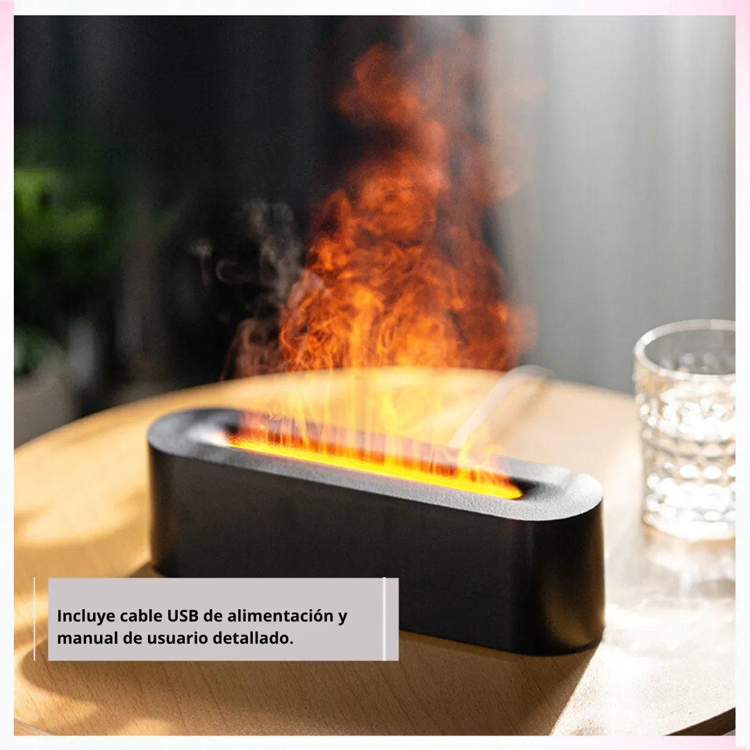 🔥 Humidificador y Difusor Ultrasónico Tipo Flame (Efecto Llama) – Tecnología Directa Sin Filtro con Cable USB y Manual 🌫️ - Imagen 3