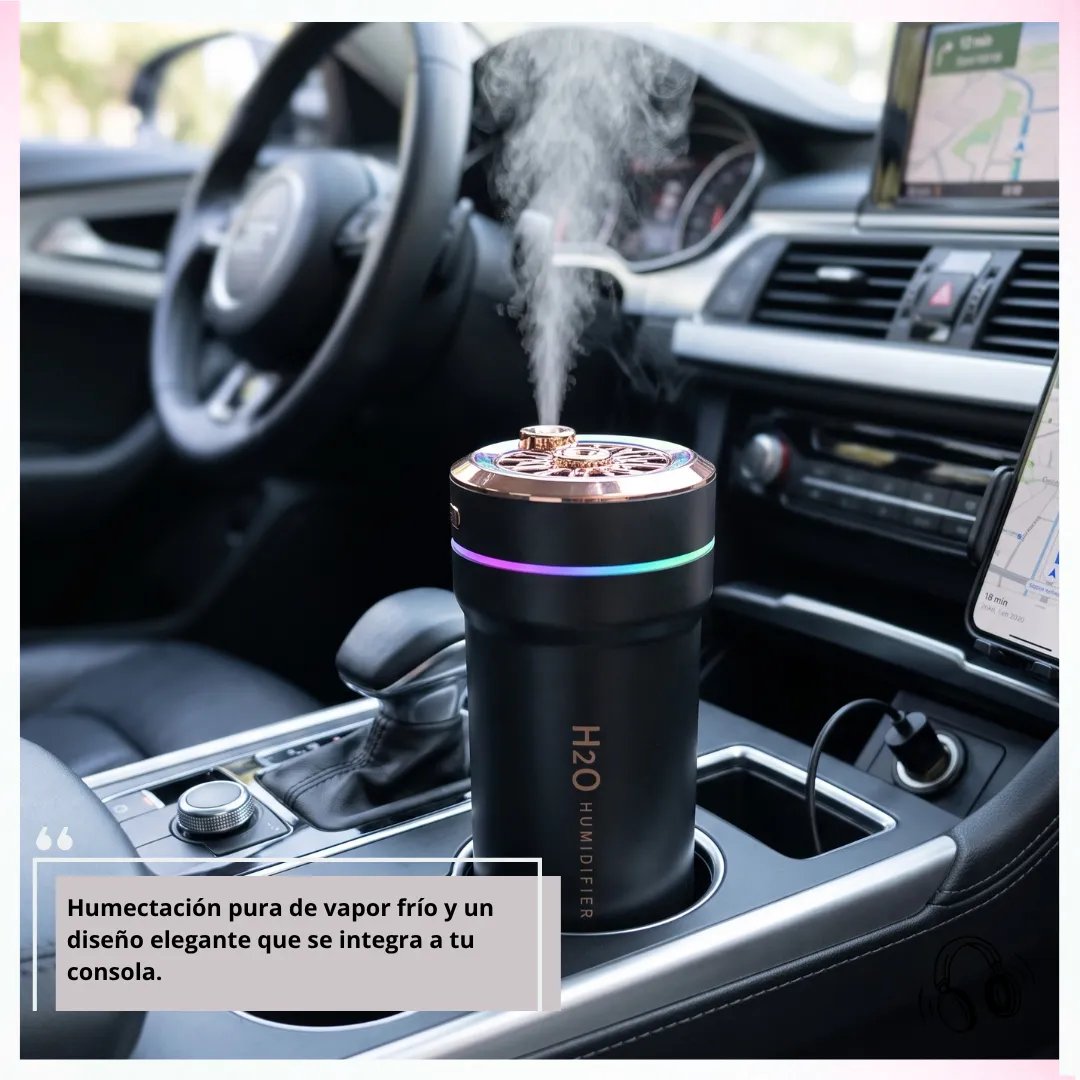 🚗 Humidificador Ultrasónico para Auto H2O – Diseño para Posavasos con Luz RGB y Filtro de Purificación 💧 - Imagen 7
