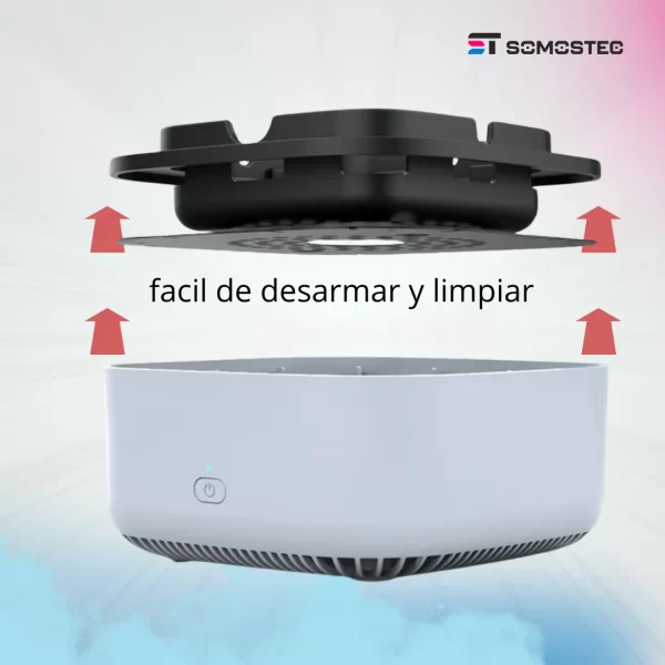 Cenicero Electrónico Purificador de Aire XL ECO SMOG desmontado para limpieza. Piezas lavables y resistentes.