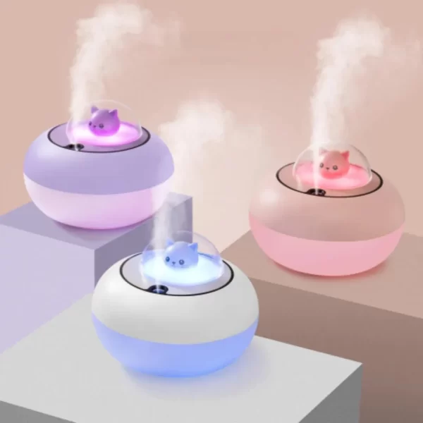 Humidificador Gatito con Nave Espacial LED