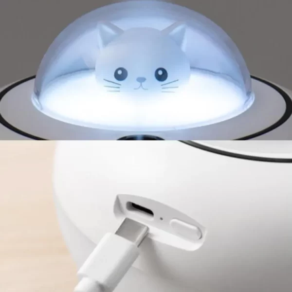 Humidificador Gatito con Nave Espacial LED - Imagen 2