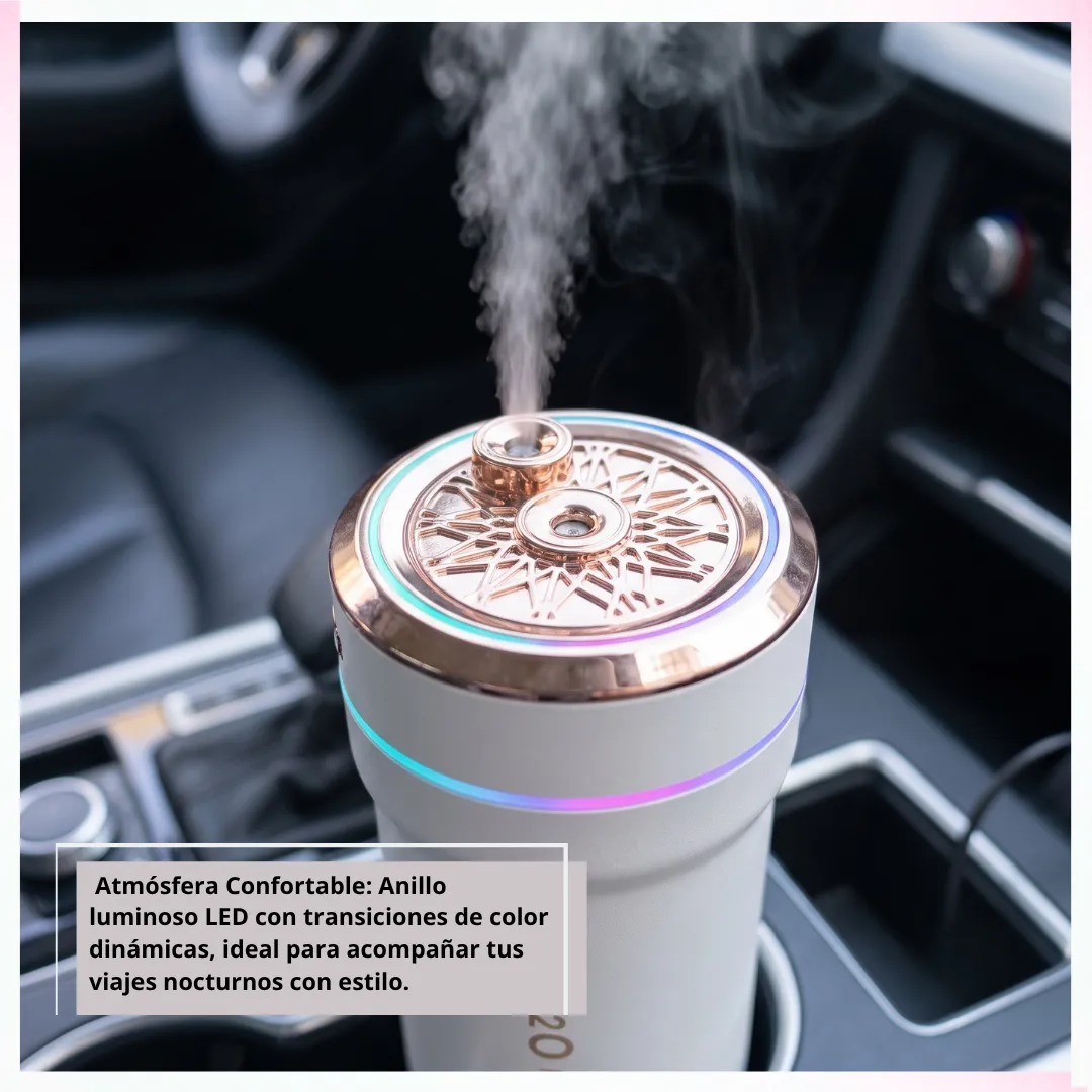 🚗 Humidificador Ultrasónico para Auto H2O – Diseño para Posavasos con Luz RGB y Filtro de Purificación 💧 - Imagen 2