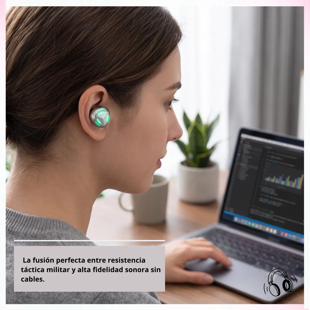 🎧 Auriculares Inalámbricos TWS Somostec MK-47 – Estética Táctica Militar y Sonido de Alta Definición 🔋 - Imagen 4